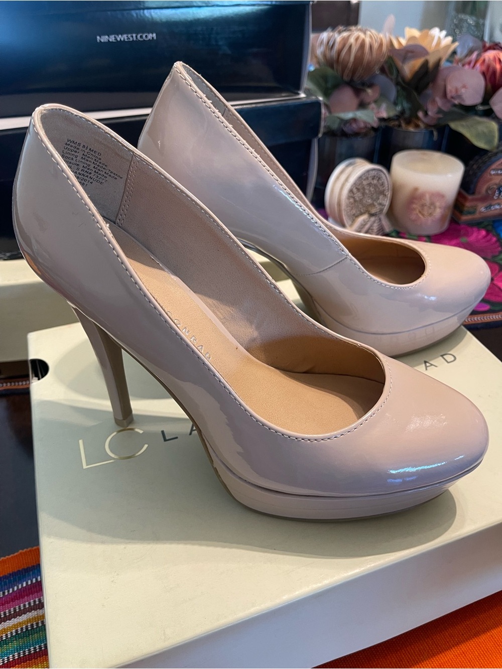 LC Lauren Conrad Blush Patent Platform Pumps
